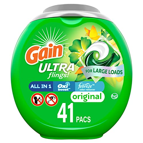 Image of Gain Ultra Flings Liquid Laundry Detergent Pacs Designed for Large Loads, Original Scent, 41 Count