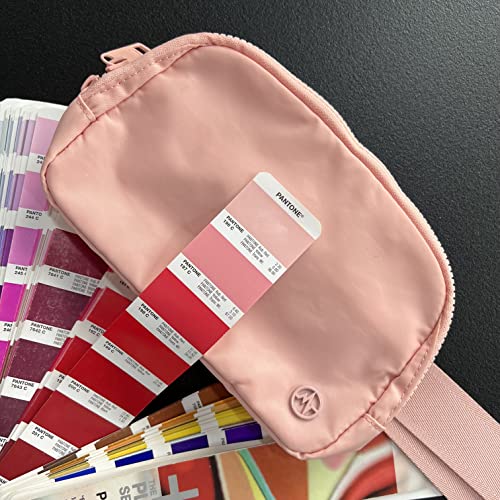 Image of Pander Two Way Zipper Fanny Pack Nylon Everywhere Belt Bag for Women, Water Repellent Waist Packs, Crossbody Bags with Adjustable Strap (Mono Pink).