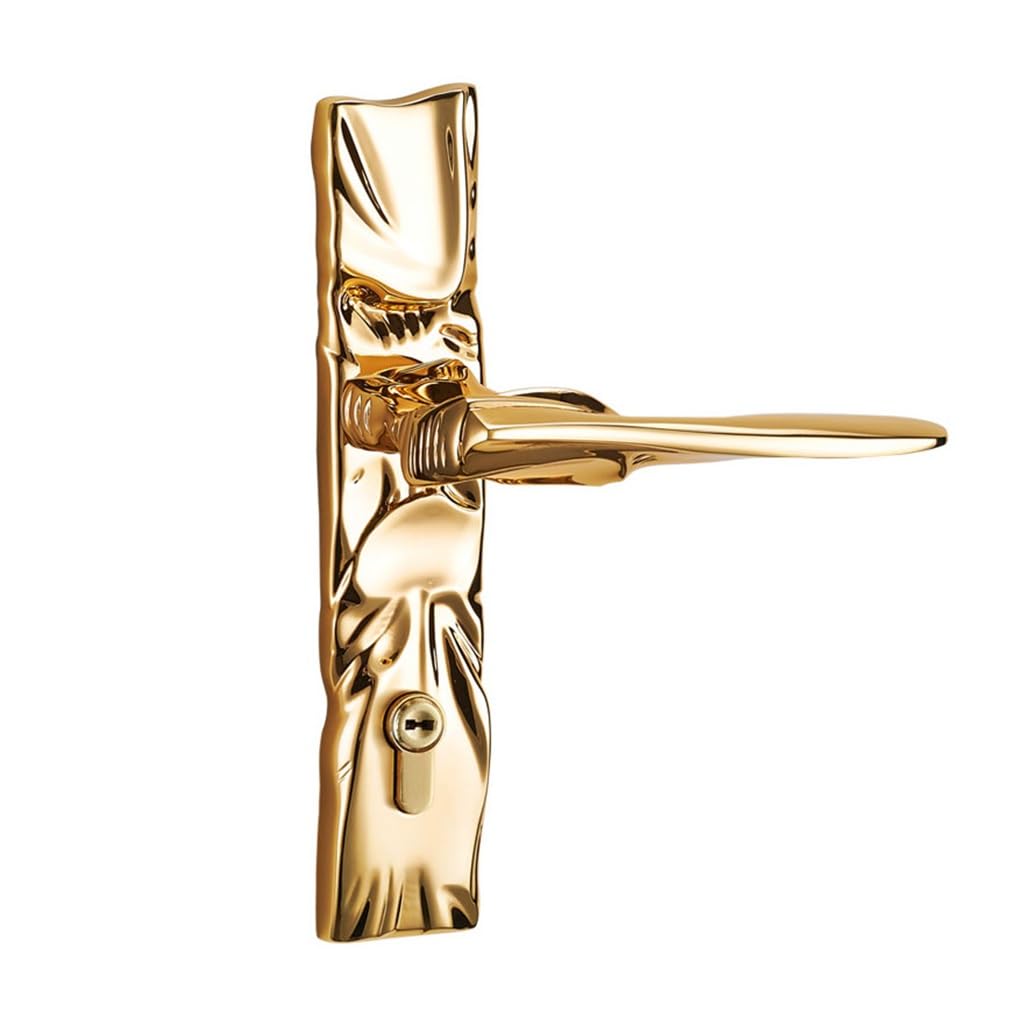 MOBYGKFY Copper Mute Villa Bedroom Door Lock Indoor Universal Solid Wooden Handle