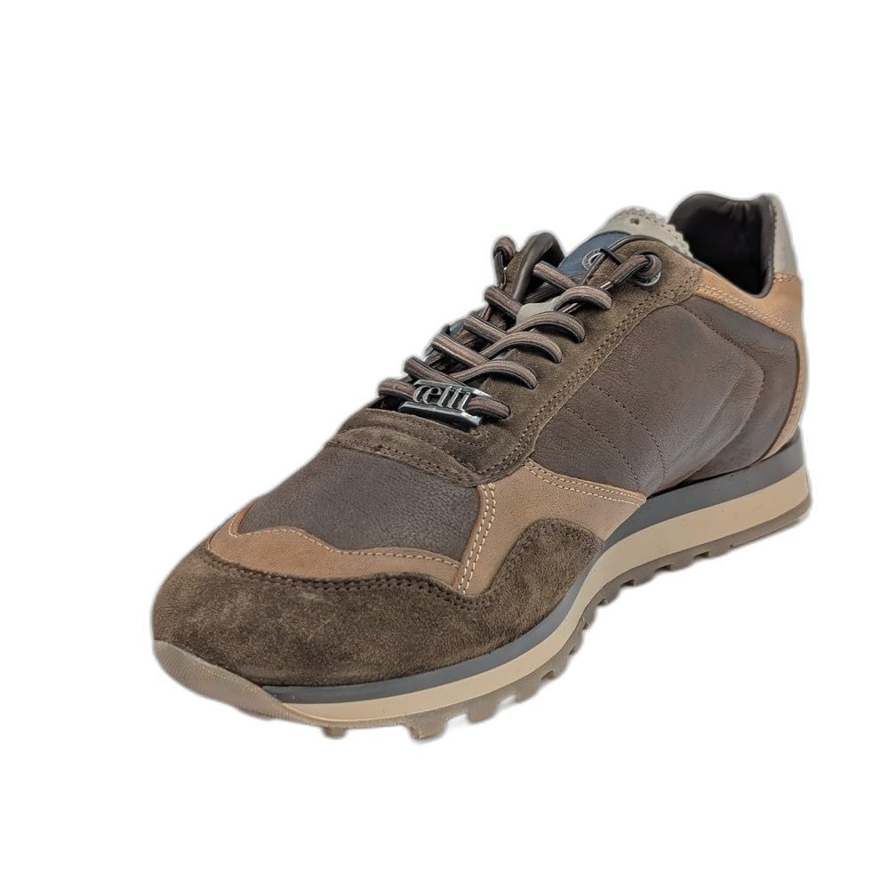 848 Ante Cacao: Zapatilla Hombre marrón. Nylon y Ante, Forro de Cuero, Plantilla Acolchada extraíble, Cordones elásticos y Suela Goma Antideslizante.