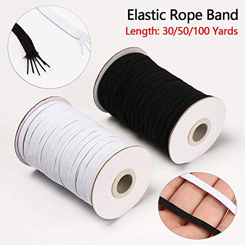 Genenic 1/4 Inch Elastic Bands for Sewing, White Black Elastic String Cord, Soft Handmade Making Crafts Elastic Stretch Rope (30yards, White) - Thumbnail 5