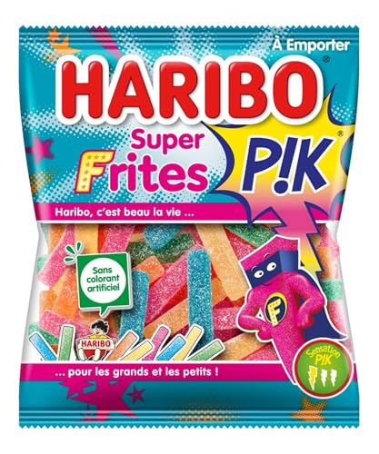 HARIBO - Super Frites PIK - Bonbons Piquants - Sans Colorants Artificiels - Sachets 10 x 120 g