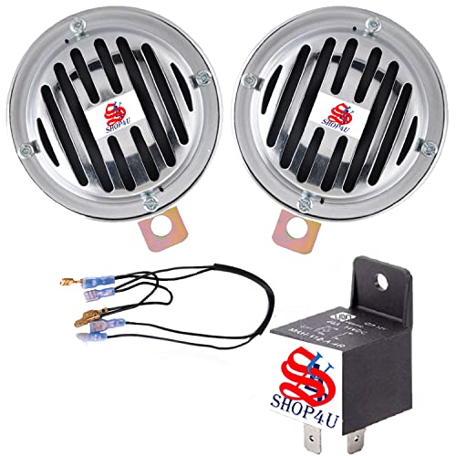 Image of 125MM Super Tone Chrome Grill Car Horn Set of 2 Compatible with Hyundai Creta (Metal Chrome, Free Relay and Wire)