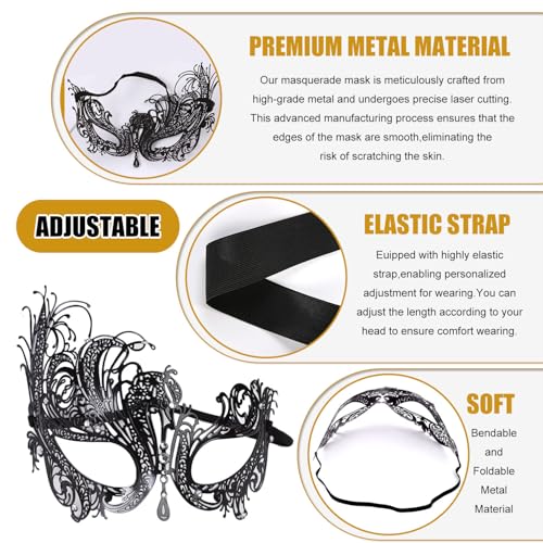 Image of Aqearl Masquerade Mask for Women Metal Mask Shiny Rhinestone Venetian Party Evening Prom Ball Mask Bar Costumes Accessory