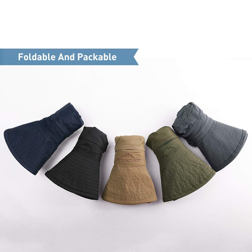 Comhats Chapeaux de soleil UPF 50 à large bord - Maille d'été - Protection UV - Chapeau safari pour la pêche, la randonnée - Chapeaux de boonie avec mentonnière - Imperméable et respirant, 00702_Noir,