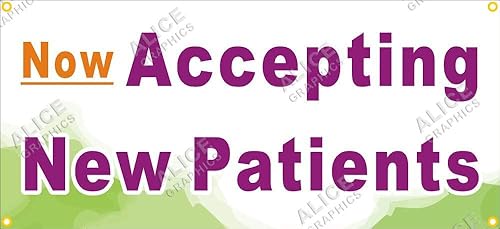 Cartel de pancarta de 22 x 48 pulgadas ahora aceptando nuevos pacientes (diseño #4), cambio de texto existente disponible (opcional)