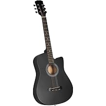 38inch Wood Acoustic Guitar for Adults, 6 String Acoustic Guitar With Guitar Bag, Folk Guitar for Beginners Black
