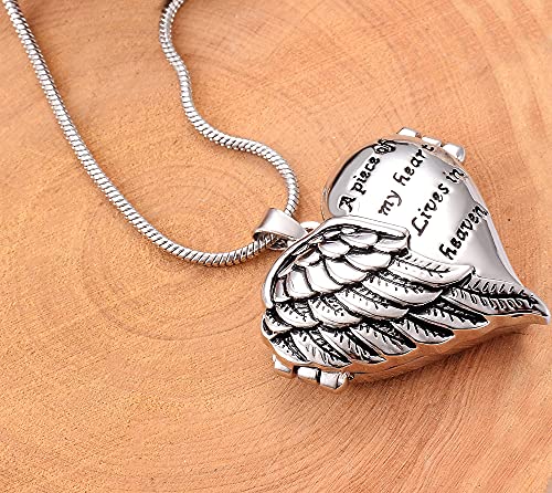 Cring Coco Womens Girls Locket A Piece Of My Heart Lives In Heaven Memorial Cremation Pendant Necklace #TOP4