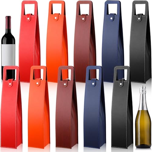 Recopilación de Bolsas para botellas - solo los mejores. 42 FillTouch 10 piezas de bolsas de regalo de vino de cuero reutilizables, portabotellas de vino de cuero, protector de botella única de champán y cerveza, bolsas de regalo para...