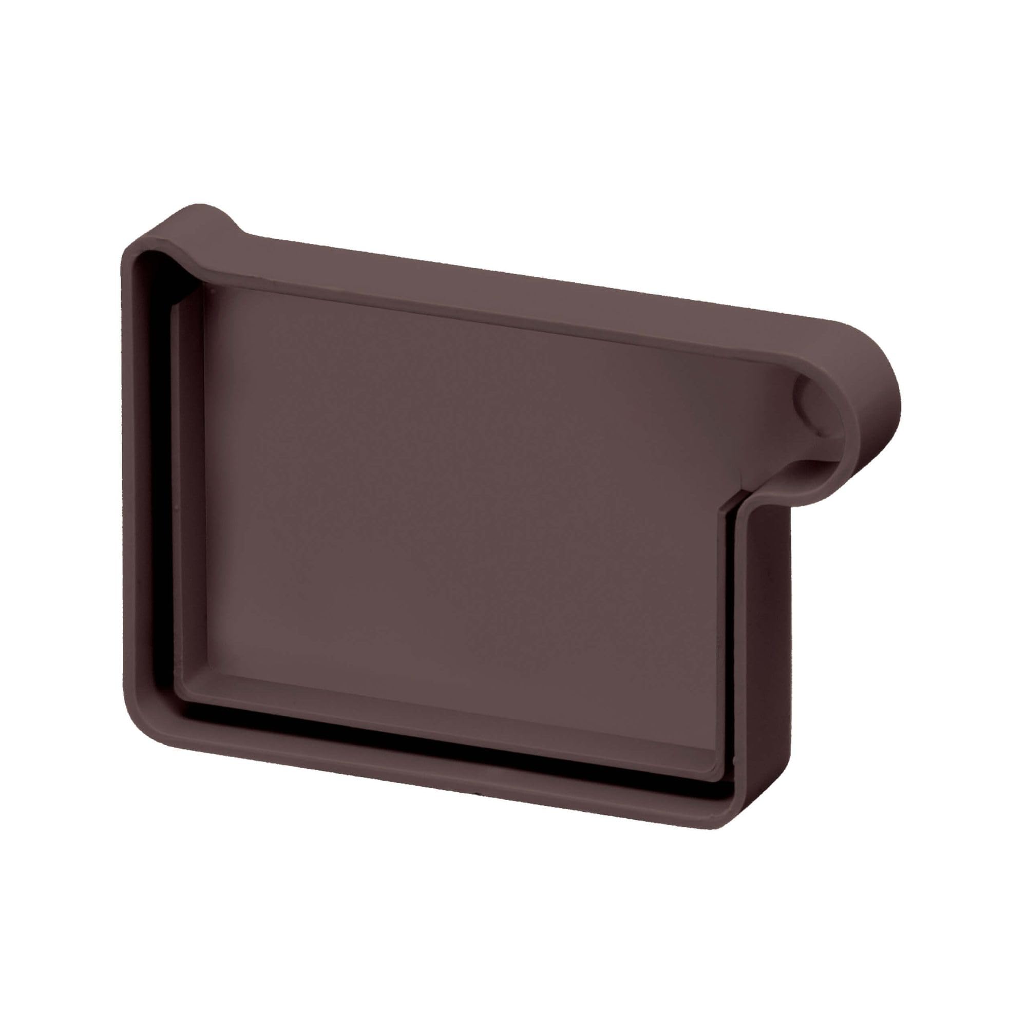 INEFA Gutter end piece Half-Round, PVC 68mm, Right Dark Brown Gutter Accessories, Simple Push-fit Installation, Made in Germany — image 1