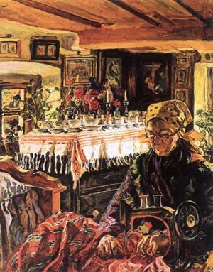 Peinture à l'huile Izsak Perlmutter Rakospalota Seamstress reproduction sur toile haut de gamme