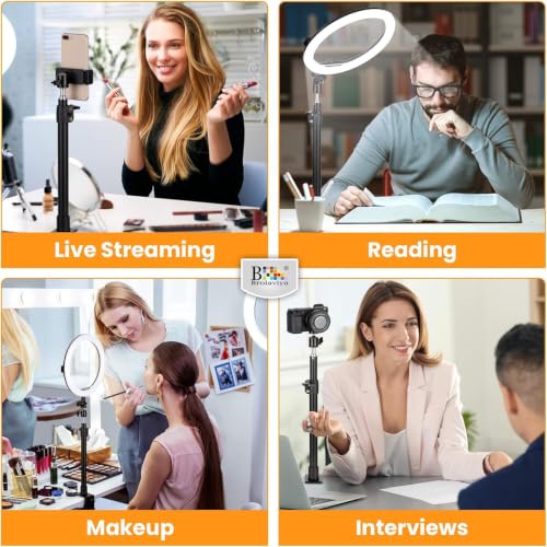 Image of Brolaviya Desk Stand with 1 /4 inch Screw Mount, Adjustable Desktop Mount for Mobile, Ring Light, Camera, Webcam & LED Video Light, 360 Ball Head, Metal Table Clamp Stand for Live Streaming & Recording