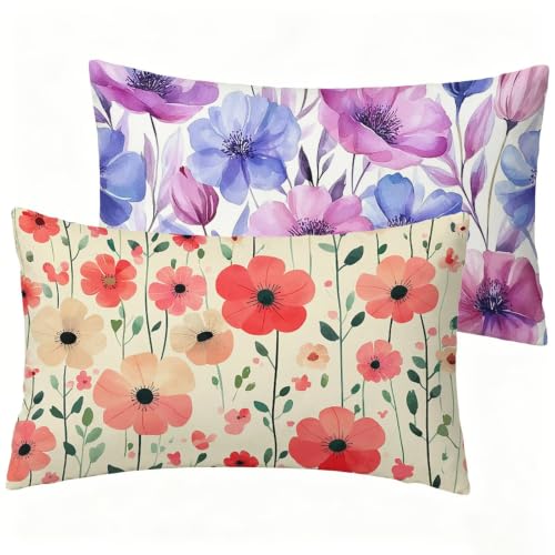 Taie oreiller rouge et violet housse de coussin 40 x 60 cm cadeau maison - 3