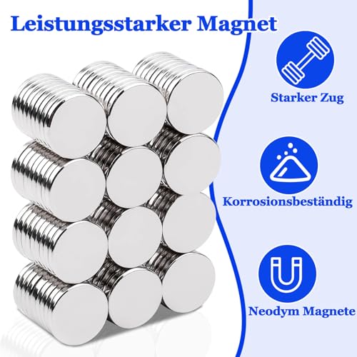 100 Stück Magnete Stark, Neodym Magnet Extra Stark, Kleine Magnete für Magnettafel, Mini Rund Magneten für Whiteboard, Handwerk, Kühlschrankmagnete, Magneten Starker Halt, 6x2mm