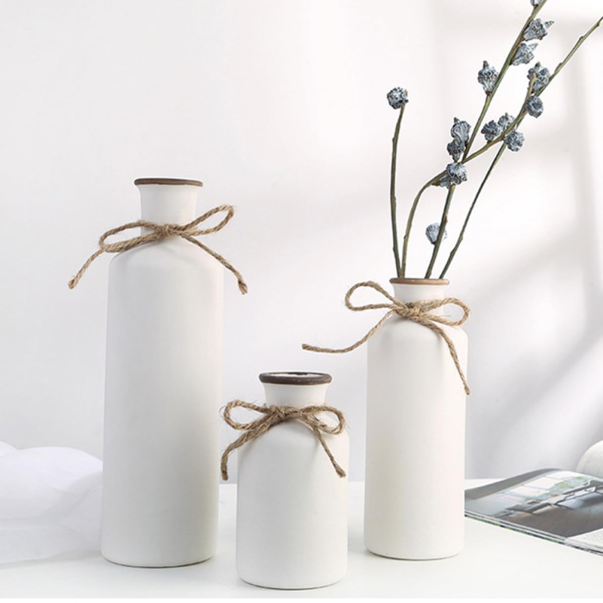3 Pezzi Vaso da Arredamento in Ceramica, Stile Europeo Semplice
