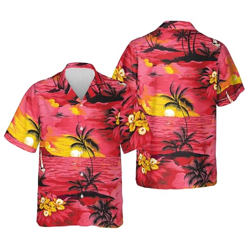 Image of Men's Hawaiian Wrinkle Free Short Sleeve Button Down Funny Tropical Floral Beach Vacation Shirt