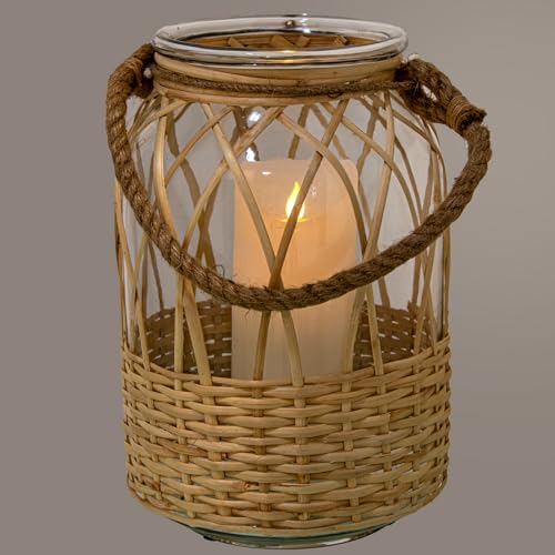 Lanterne en verre contre le vent avec anse en corde pratique - 3