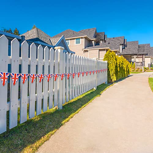 Image of AhfuLife 60 Pcs Union Jack String Pennant Flags, Small Triangle UK Great Britain Flag Bunting Banner for 2026 World Cup- Double Sided for Soccer Party Decoration (5.5x8.3 Inch -33 Ft)