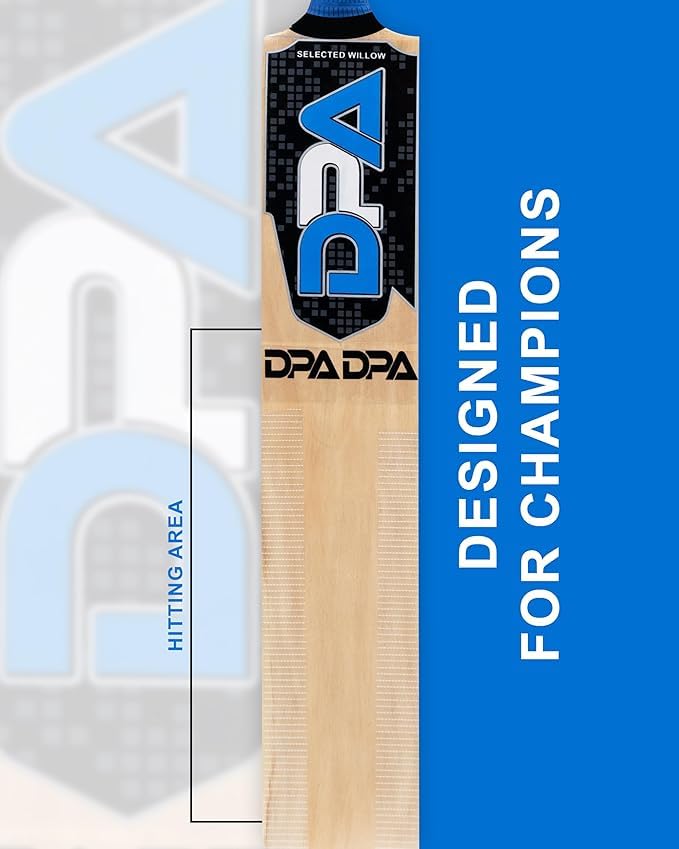 Image of Poplar Willow Cricket Bat Wooden Cricket Bat for Tennis Ball & Leather Ball Lightweight Durable Strong Bat Comfortable Grip Long Handle (Blue Bat Ball Cover 3)