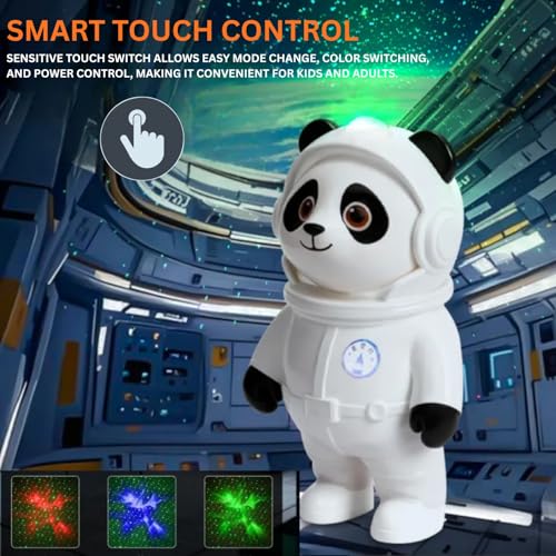 Image of One94Store Space Panda Star Projector Lamp with Bluetooth Speaker | Galaxy Night Light for Bedroom | Laser + LED Dual Light | Touch Control | USB Powered | Kids Night Lamp for Home Decor & Gifting