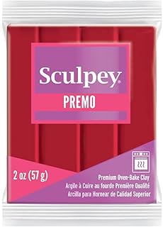 Sculpey Premo™ Polymer Oven-Bake Clay, Pomegranate Red, Non Toxic, 2 oz. bar, Great for jewelry making, holiday, DIY, mixe...