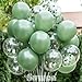 SUWEN Sage Green Balloons and Confetti Balloons Set 47PCS Latex Helium Olive Green Balloon for Birthday Anniversary Party Decorations