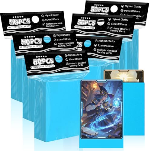 Trading Card Sleeves Perfect Fit TCG Matte Sleeves, Soft Sports Card Protector for Photocard Easy to Shuffle and Stack While Playing Card Game, Standard TCG Card Sleeves (Blue, 300)