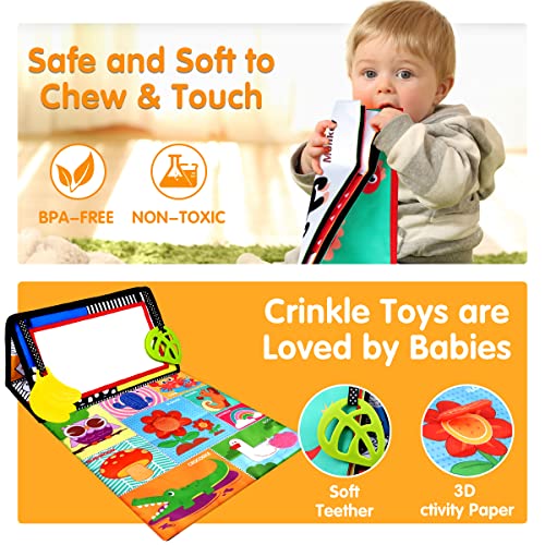 Aboosam Baby Toys 0-6 Months - Tummy Time Mirror Toys With 3D Activity Play Mate & Cloth Books & Teethers - High Contrast Infant Sensory Toy - Educational Newborn Toys For Babies 0 3 6 9 12 Months #TOP3