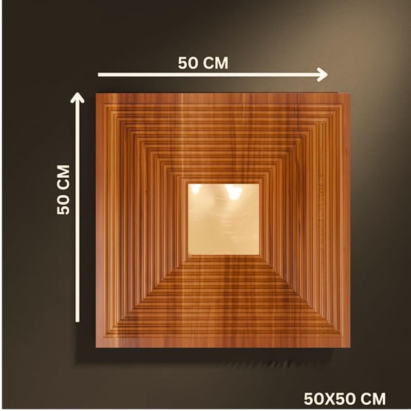 Image of Kayra Decor 3D PVC Wall Panels - Line Design, Mirror Darkwood Color, 19.7 inch x 19.7 inch (Pack of 18) | Covers 42.28 Sq. Ft. |