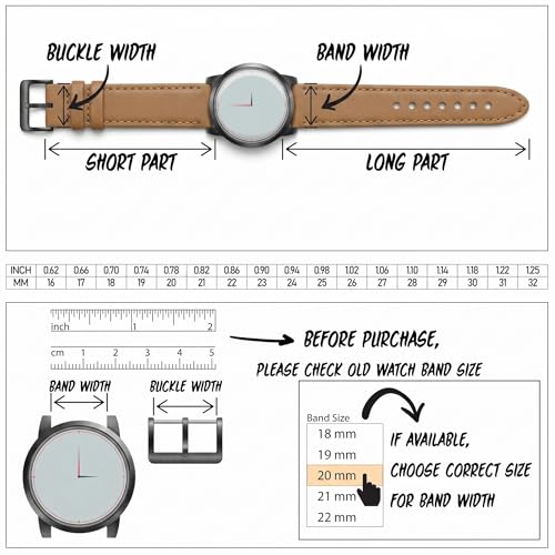 Image of DBLACK ''HOOK'' Leather Watch Strap with Butterfly Lock, Bamboo Design Pattern Full Padded Watch Belt / / For 18mm, 20mm, 22mm, or 24mm Watch Band (Choose Your Size & Color)