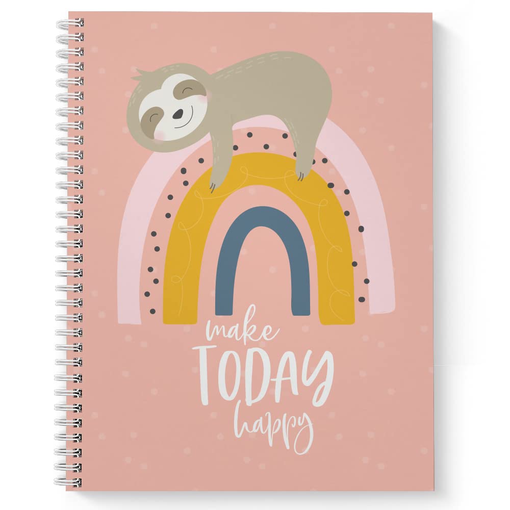Carnet à spirales motif paresseux de motivation Make Today Happy