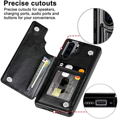 Coolden for Huawei P30 Pro Case Shockproof Case for Huawei P30 Pro Wallet Case with Card Holder Slot Flip Folio Soft PU Leather Magnetic Closure Protective Case Cover for Huawei P30 Pro (Black)