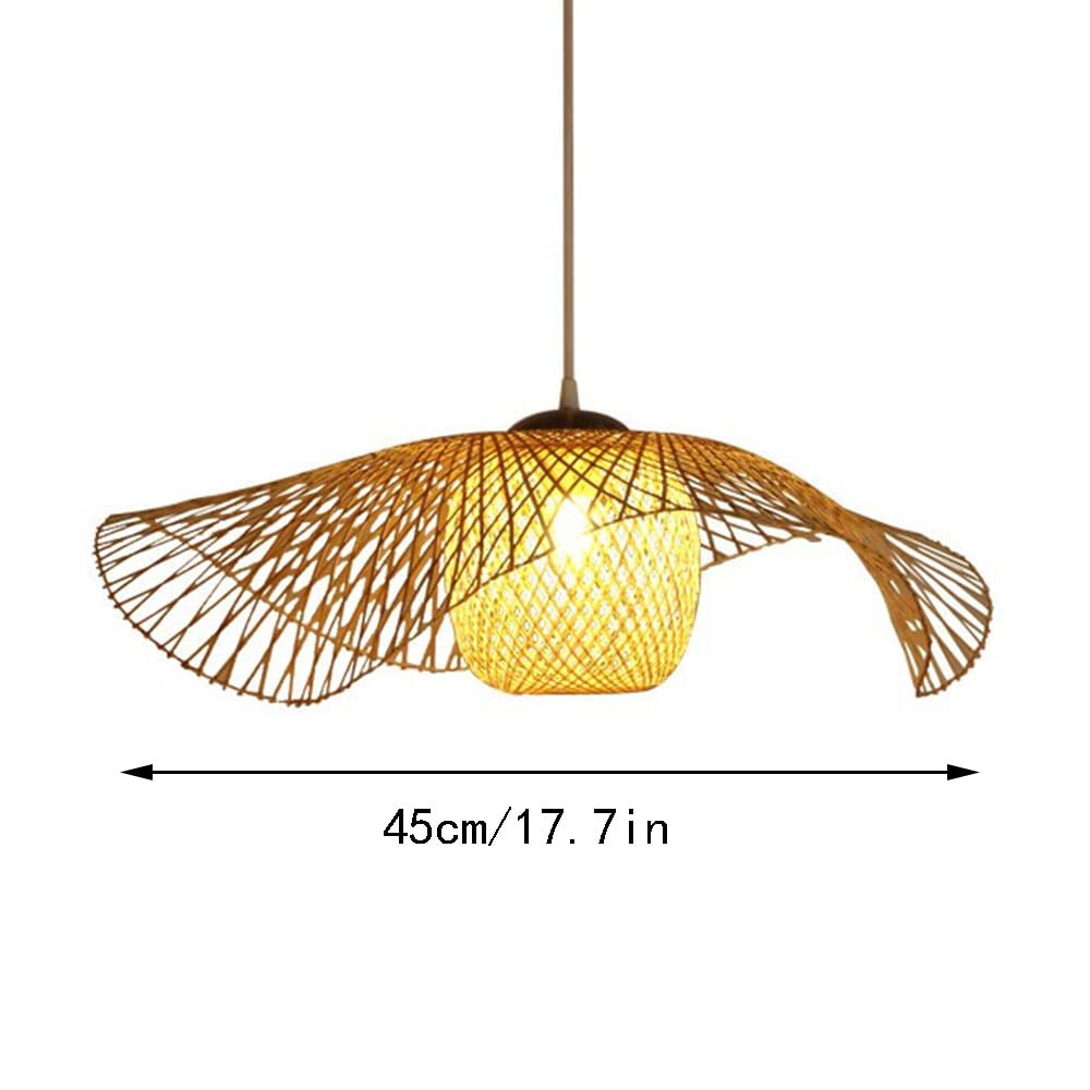 Lustre Rideau Bambou Tissé Main Antique Lampes Suspendues Au Plafond De Restaurant De Café Lustre Réglable en Hauteur pour Chambre À Coucher E27 Cuisine Table Café Décoration
