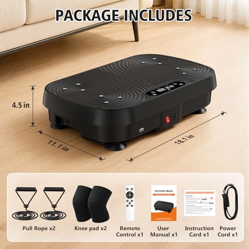 Vibration Plate for Lymphatic Drainage, Vibration Plate Exercise Machine, 130 Levels Vibrating Plate with Knee Pads Bluetooth, Shaker Plate with 450 Lbs Capacity Weight Loss Workout Equipment for Home - image 8