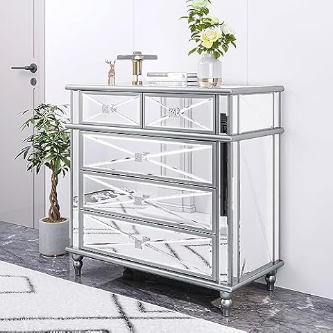 DWVO Mirrored 5 Drawer Dresser Cover