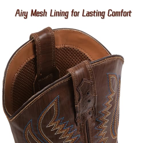 Image of SUREWAY Cowboy Boots For Men - Mens Square Toe Western Boot,Oil /Slip Resistant,Durable Fashionable Classic Pull on 10 Inch Boots Mid Calf Wellington Boots