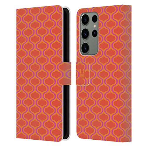 Étui cuir Samsung Galaxy S23 Ultra motif marocain orange pour le quotidien