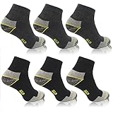 Home & Pets Calcetines de Trabajo hombre cortos Reforzados de algodón peinado. Talón y Punta para Botas Seguridad (43 - 46) Pack 6