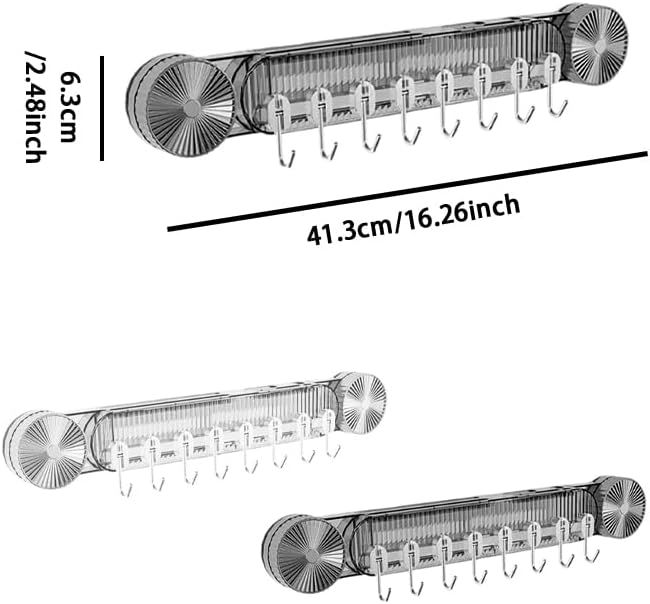 Durable Wall Mounted Inline Vacuum Hooks, No Hole Punching & Waterproof, Strong Adhesion Vacuum Inline Hooks Large Curved Multi-Functional Load-Bearing Hooks (Clear White,2 PCS)