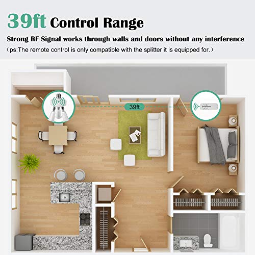 Jackyled Remote Control 3 In 1 Light Socket Splitter E26 E27 Adapter Converter For Standard Led Bulbs 360 Degrees Adjustable 180 Degree Bendable Max Watt 180W #TOP2