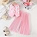 Girls Summer Clothing Set Cute Bow Sleeveless Button Up Blazer Vest with Pleated Wide Leg Pants 2 Piece Outfits for 2-9 Years