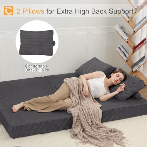 Image of COMAX Futon Sofa Bed, Convertible Sofa Bed, Folding Boneless Couches | Boneless Couch for living room, 4‑in‑1 Fold Out Small Foldable Loveseat Floor Sleeper Mattress Lounge Space‑Saving