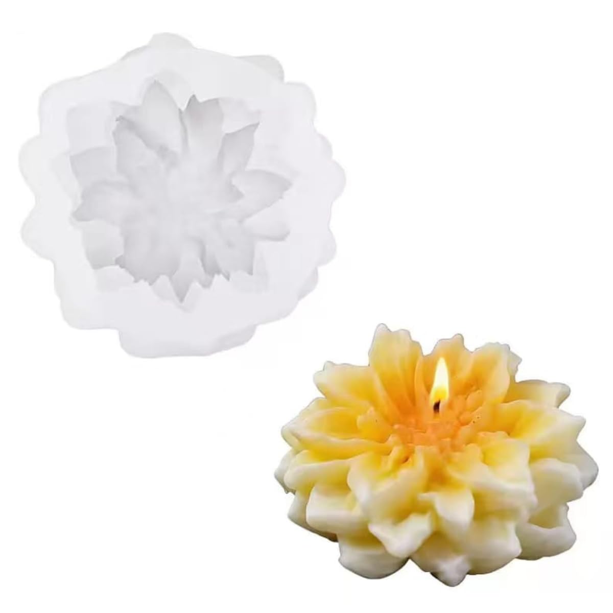 Lotus Flower Silicone Candle Mold for Candle Making Wax Melts Aromatherapy Lotus Peony Flower Candle Valentine's Day Cake Decoration Resin Casting Table Home Decor Wedding Gift-image-25