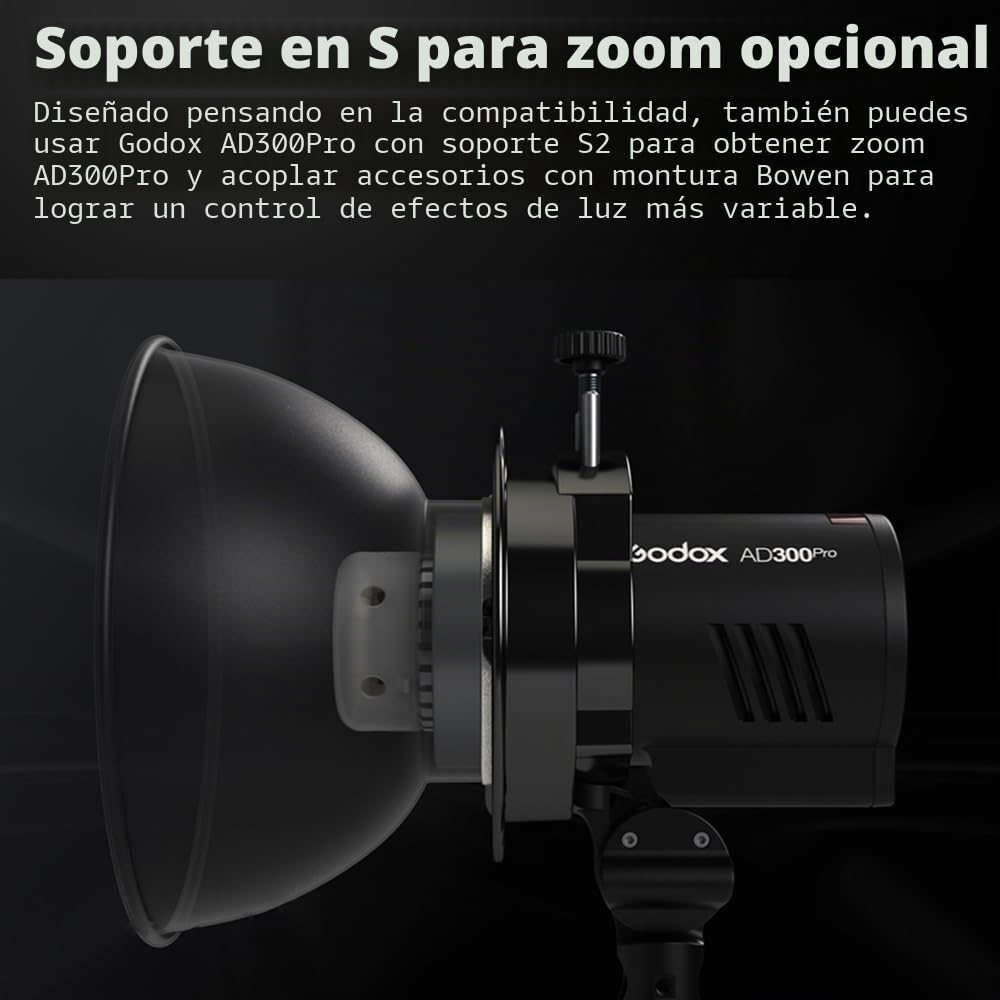 Godox AD300Pro AD300 Pro Mochila con 2 Flashes 300W 2.4G TTL 1/8000 HSS, 0.01-1.5s Tiempo de Reciclaje, 320 Plena Potencia con batería de Litio de 2600 mAh.