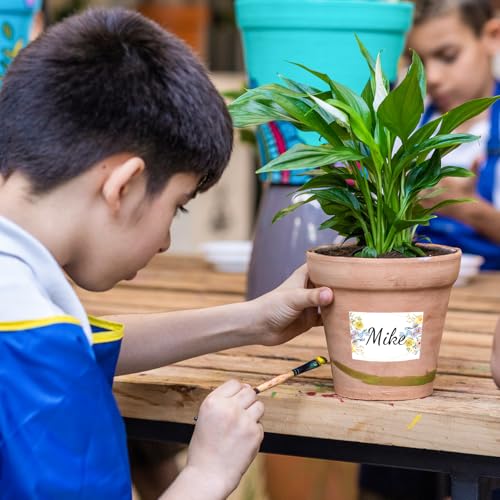 Image of Whaline 180 Pcs Back to School Wildflower Name Tag Stickers Watercolor Summer Floral Nameplate Stickers Classroom Bulletin Board Label Decals for Office School Desk Wall Decor