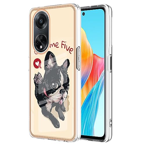 WBWONE Funda para OPPO A98 5G, Carcasa Borde de Silicona TPU Resistente a los Golpes Case Protectora con Patrón Pintado - Perro