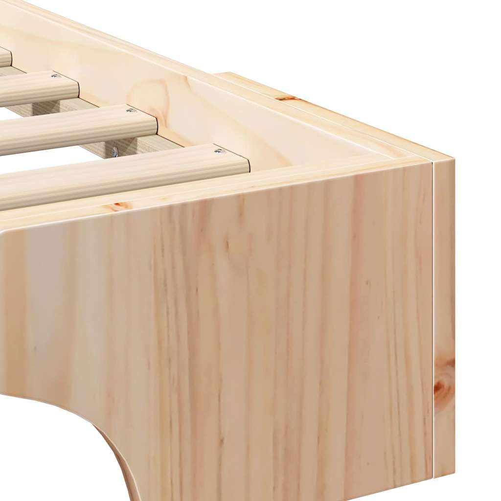 Marco de Cama en el Suelo de Madera Maciza de Pino Marrón Estructura de Perfil Bajo para Dormitorio Moderno Minimalista Ensamblaje Sencillo y Diseño Espacioso para Máximo