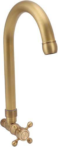 Grifo para lavabo de baño, grifo de lavabo de latón antiguo, grifo de una sola manija, grifo de agua fría caliente con perilla cruzada para baño