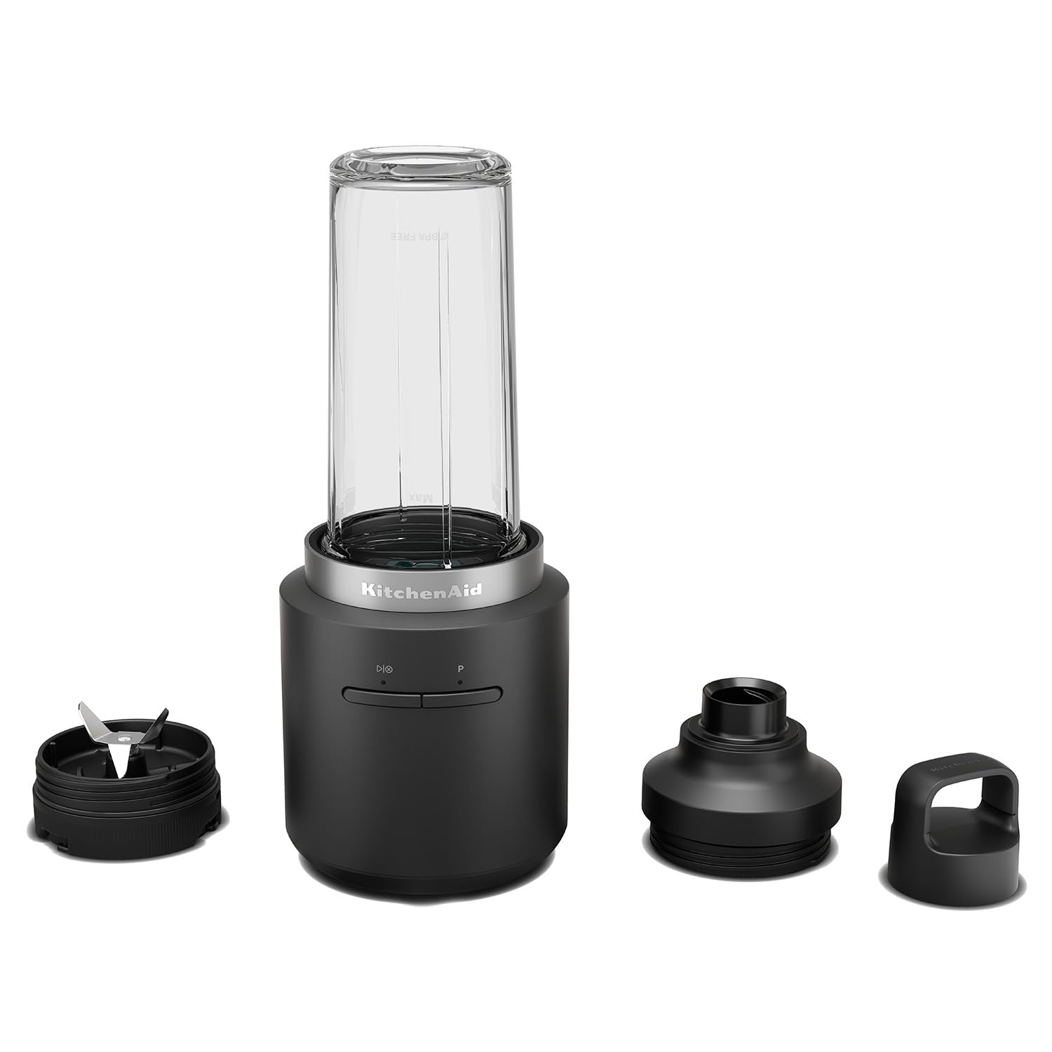 KitchenAid Kabelloser Personal Blender - Go Cordless - 473 ml BPA-freier Becher - Pulse-Taste - Edelstahlklingen - Mit Akku - Schwarz Schwarz - mit Akku Personal Blender Mit Akku