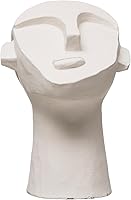 Bloomingville Cement Face Sculpture 8.25"H White - Modern Decor Statue for Shelf, Tabletop, Mantel